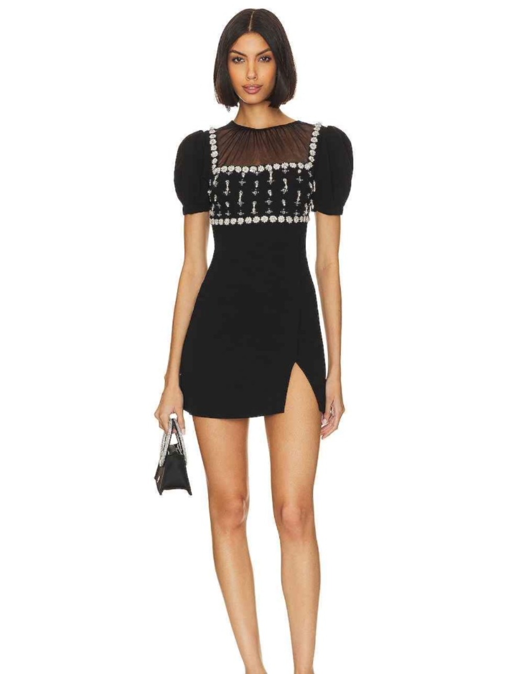 Self-portrait Crystal-embellished crepe mini dress